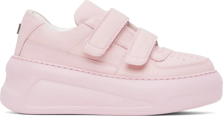 Acne Studios Pink Velcro Strap Platform Sneakers