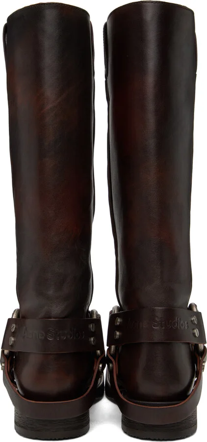 Acne Studios SSENSE Exclusive Brown Stirrup High Boots - Image 2