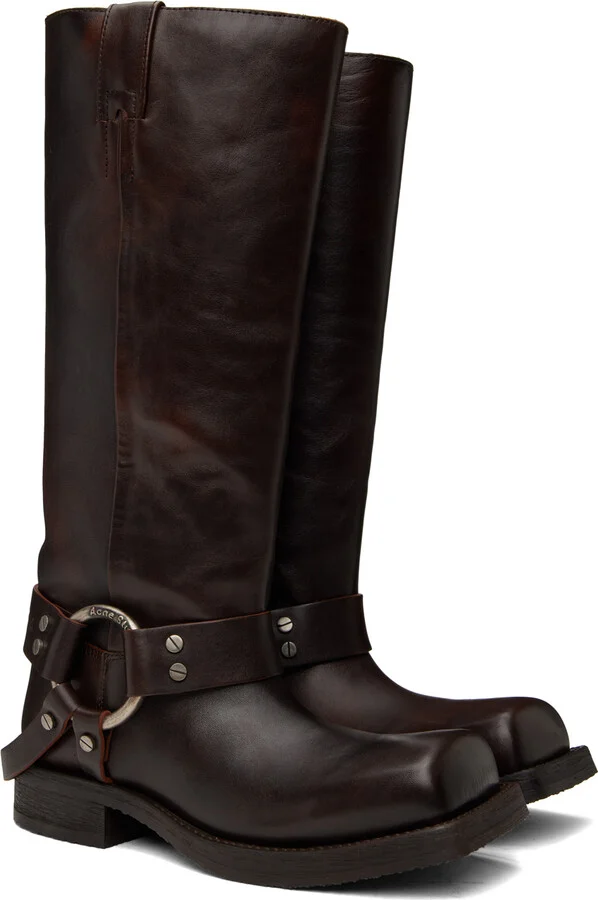 Acne Studios SSENSE Exclusive Brown Stirrup High Boots - Image 4
