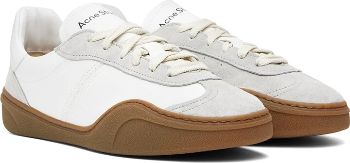 Acne Studios White & Gray Lace-Up Sneakers - Image 4