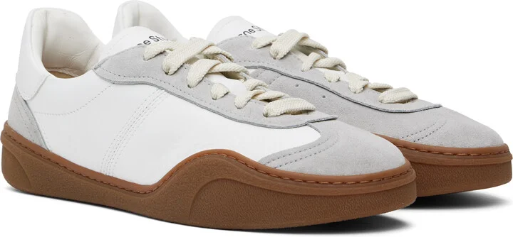 Acne Studios White & Gray Lace-up Sneakers - Image 4