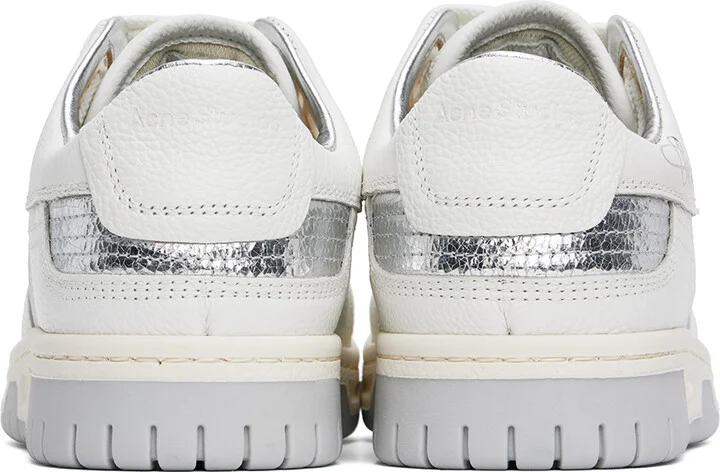 Acne Studios White & Silver Low-Top Sneakers - Image 2
