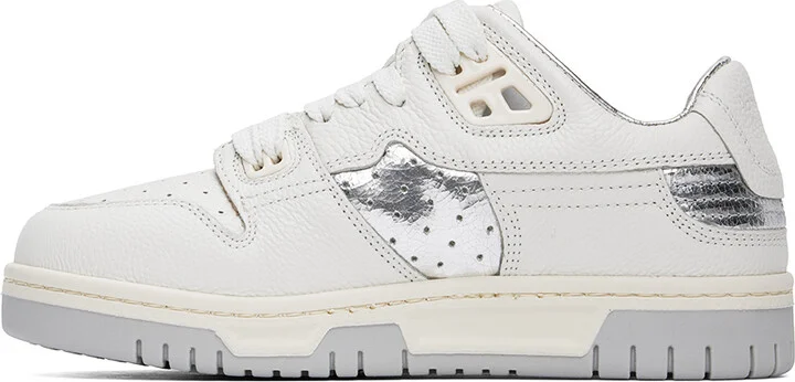 Acne Studios White & Silver Low-Top Sneakers - Image 3