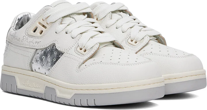 Acne Studios White & Silver Low-Top Sneakers - Image 4