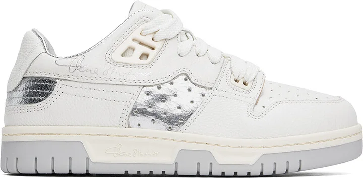 Acne Studios White & Silver Low-Top Sneakers