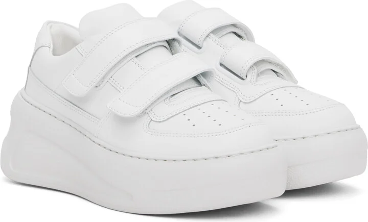Acne Studios White Velcro Strap Platform Sneakers - Image 4