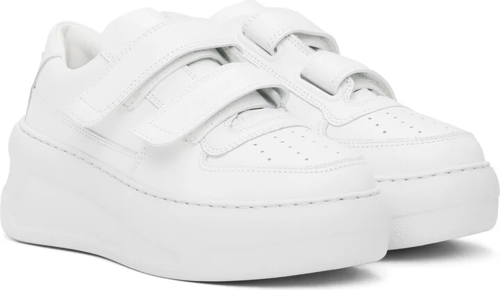 Acne Studios White Velcro Strap Platform Sneakers - Image 4