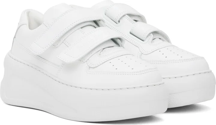 Acne Studios White Velcro Strap Platform Sneakers - Image 4