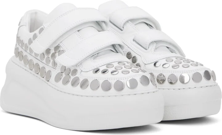 Acne Studios White Velcro Strap Platform Sneakers - Image 4