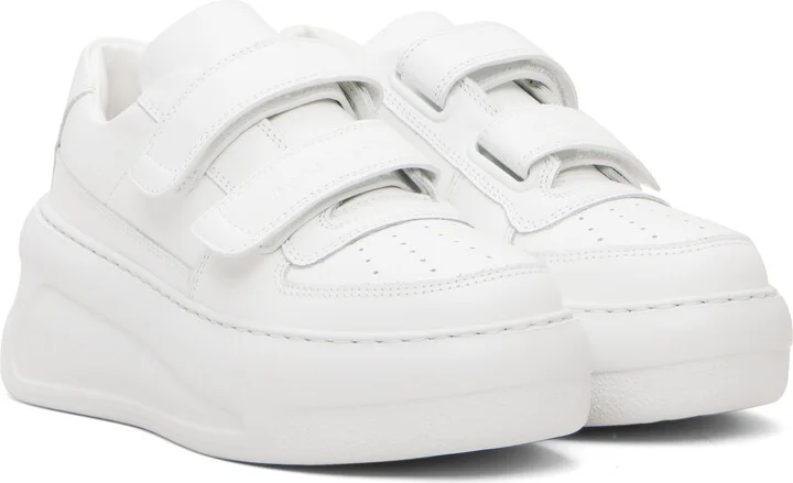 Acne Studios White Velcro Strap Platform Sneakers - Image 4