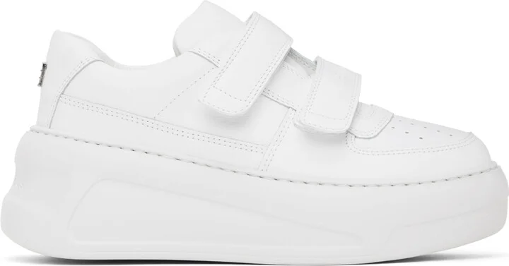 Acne Studios White Velcro Strap Platform Sneakers