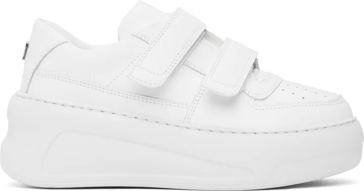 Acne Studios White Velcro Strap Platform Sneakers