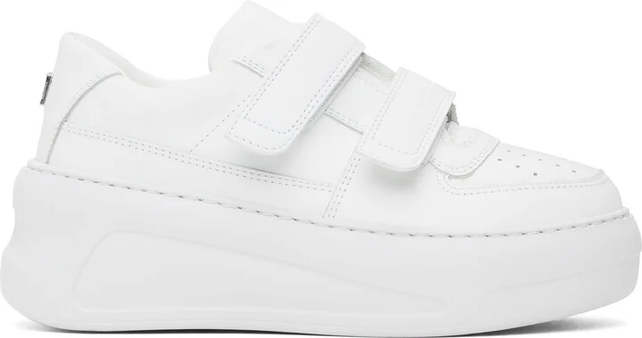 Acne Studios White Velcro Strap Platform Sneakers