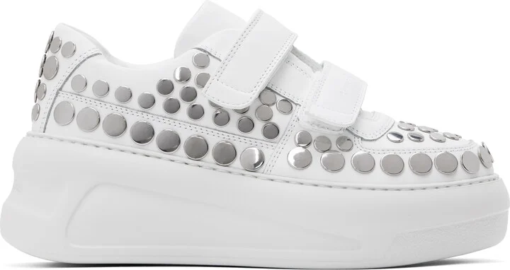Acne Studios White Velcro Strap Platform Sneakers