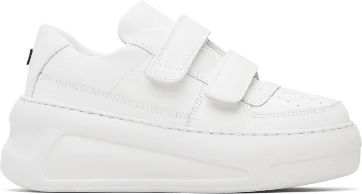 Acne Studios White Velcro Strap Platform Sneakers
