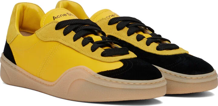Acne Studios Yellow & Black Lace-Up Sneakers - Image 4