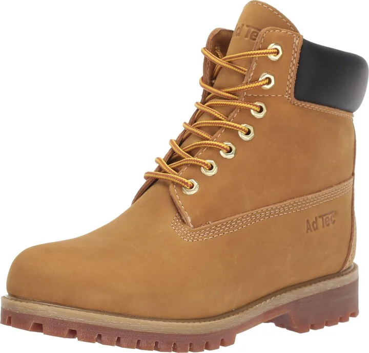 Ad Tec 6in Women's Lightweight Waterproof Tan Nubuck Leather Work Boots for Women - Steel Toe with Cushioned Insole