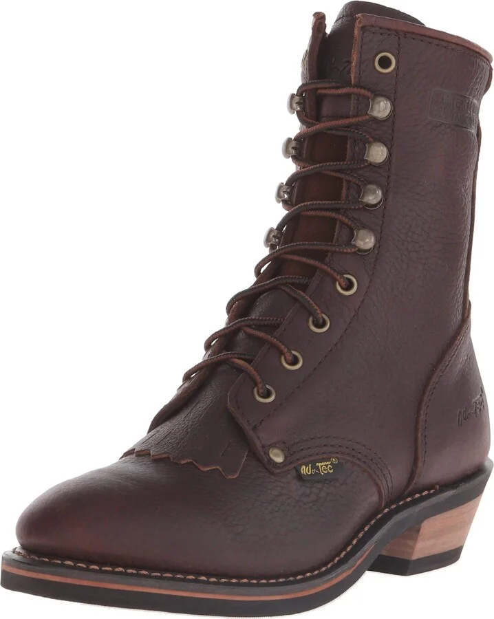 Ad Tec 8" Mid Calf Work Boots For Women Durable Full Grain Tumbled Leather & Oil Resistant Outsole Tall Packer Boots