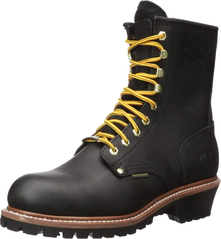 Ad Tec 9in Super Logger Leather Work Boots for Men - Steel Toe