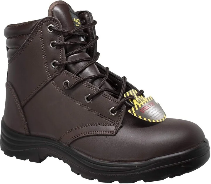 Ad Tec Man's 6in Comfortable Leather Work Boots for Men - Steel Toe