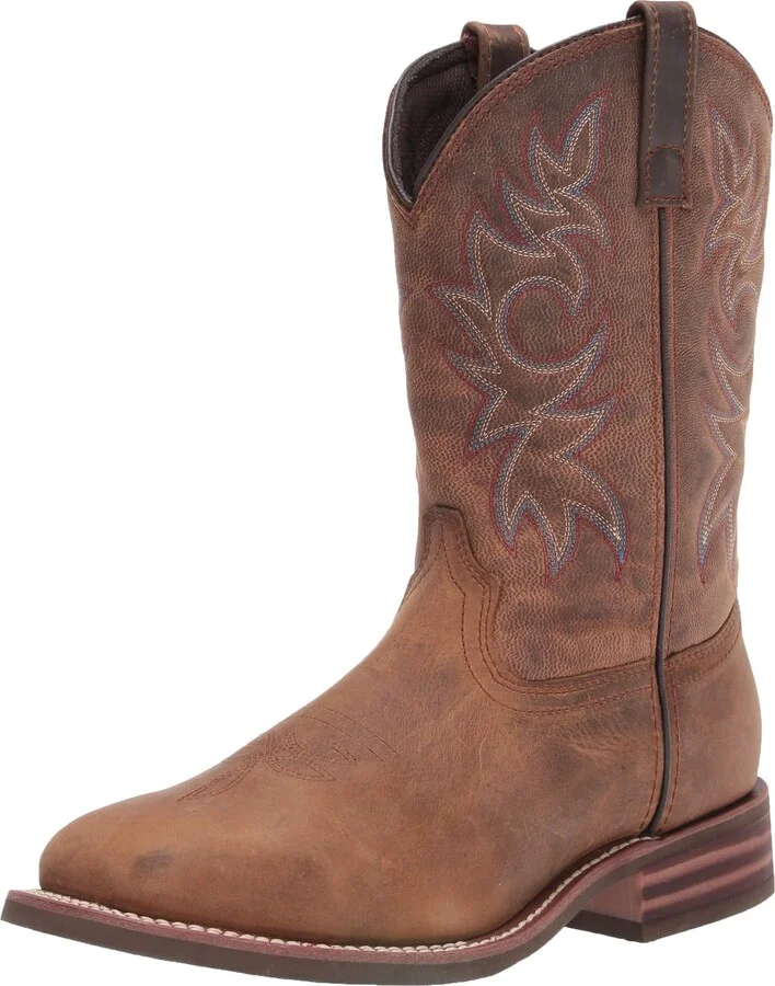 Ad Tec Men's 11in Cowboy Square Toe Western Boots Oil Tumbled Leather - Brown