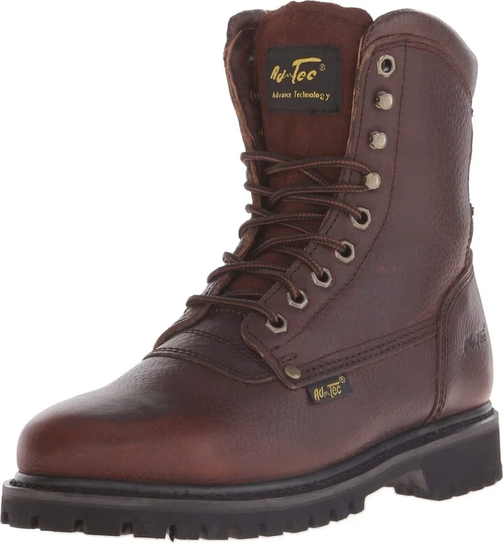Ad Tec Men's 8in Heavy Duty Waterproof Grain Tumbled Leather Work Boots