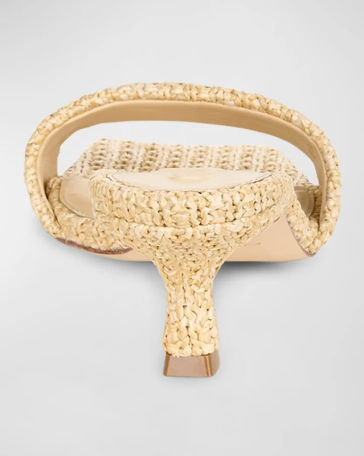 Ada Raffia Kitten-Heel Slide Sandals - Image 2