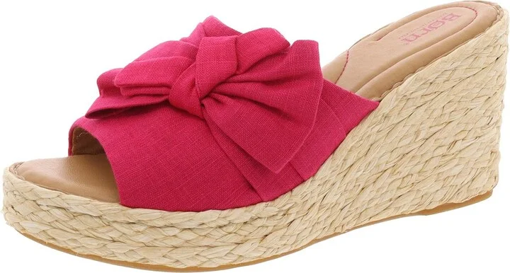 Adalia Womens Bow Nylon Wedge Sandals
