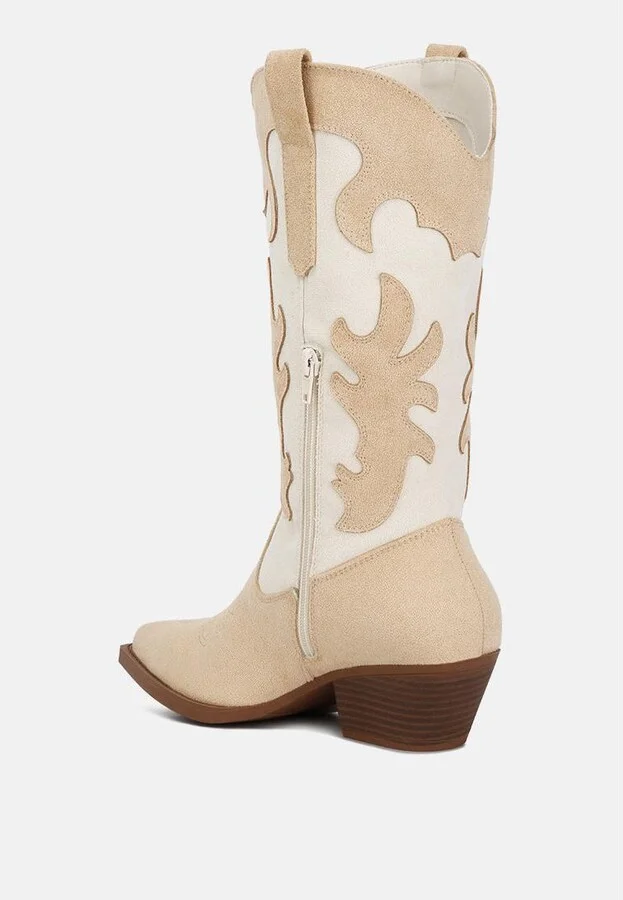 Adanna Micro Suede Patchwork Cowboy Boots - Image 2