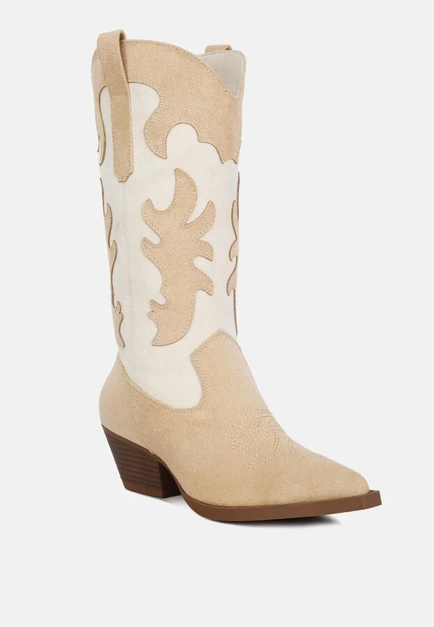 Adanna Micro Suede Patchwork Cowboy Boots - Image 3