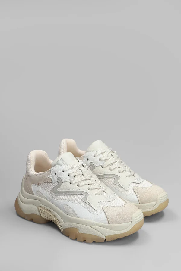Addict Sneakers In Beige Leather And Fabric - Image 2