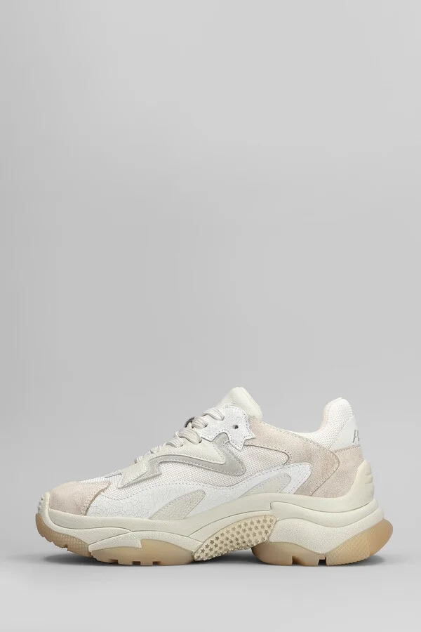 Addict Sneakers In Beige Leather And Fabric - Image 3