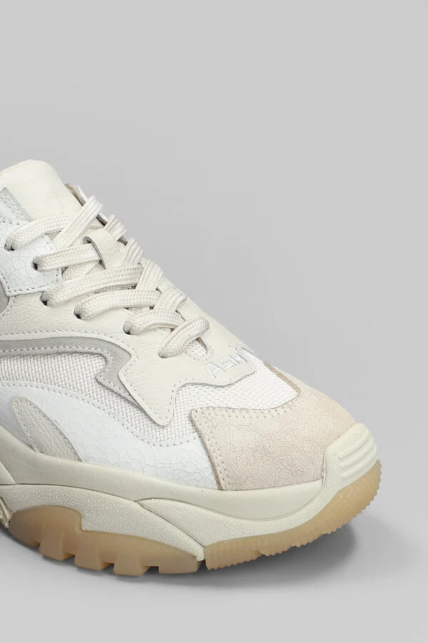 Addict Sneakers In Beige Leather And Fabric - Image 5