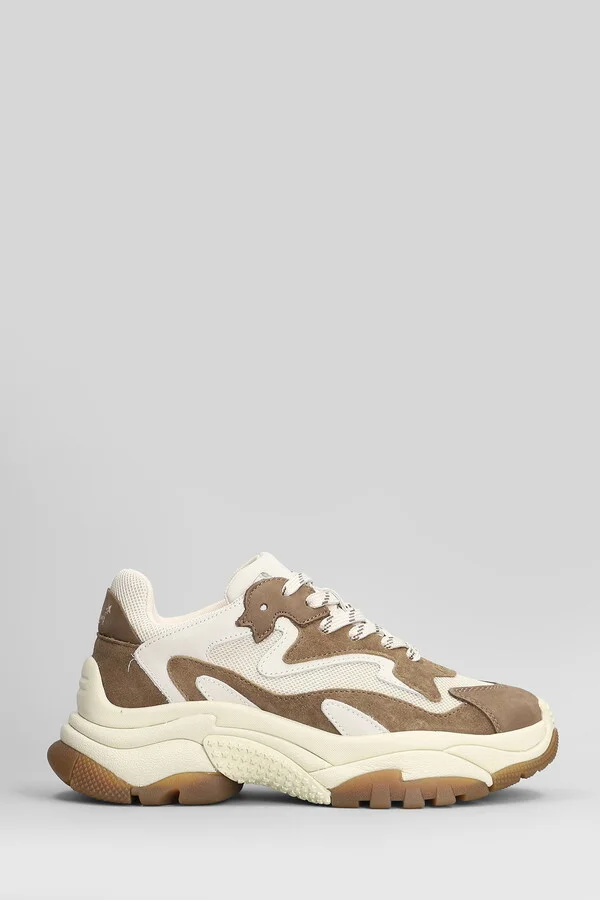 Addict Sneakers In Taupe Suede And Fabric