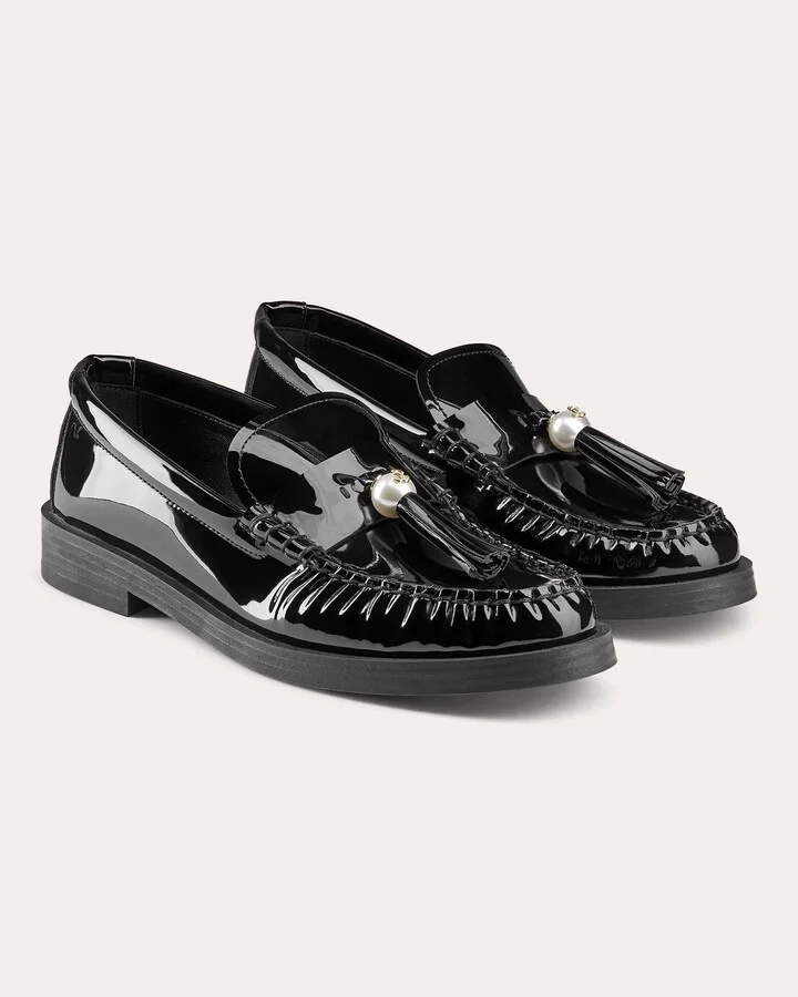 Addie Embellished Tasseled Patent-Leather Loafer - Image 3