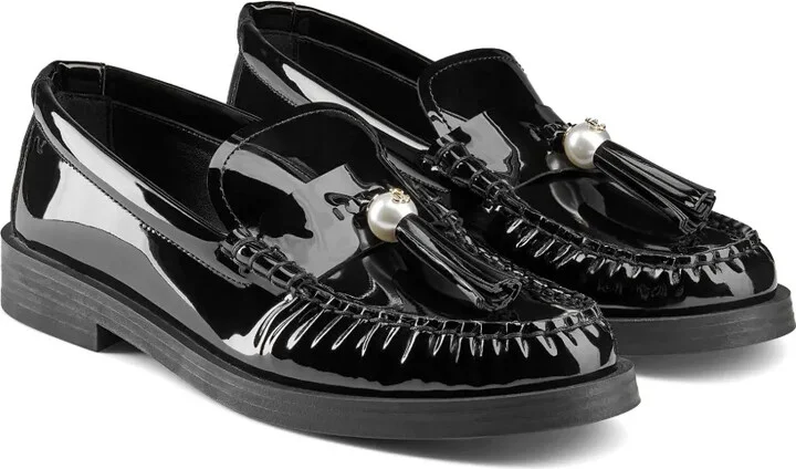 Addie pearl-embellished leather loafers