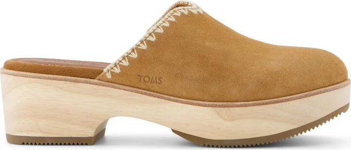 Addison Brown Suede Deco Stitch Clog Heel