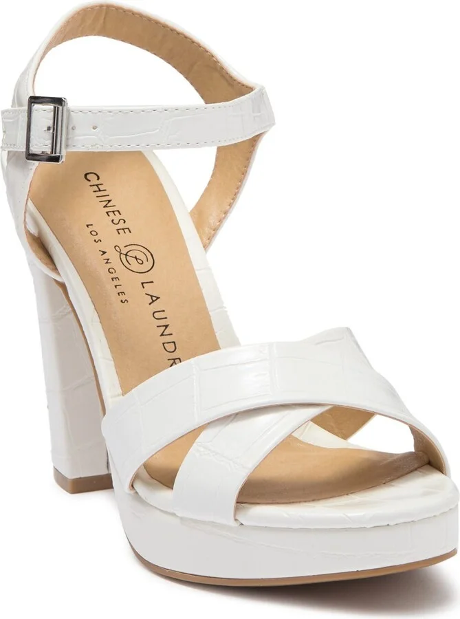 Addy Croc-Embossed Platform Sandal