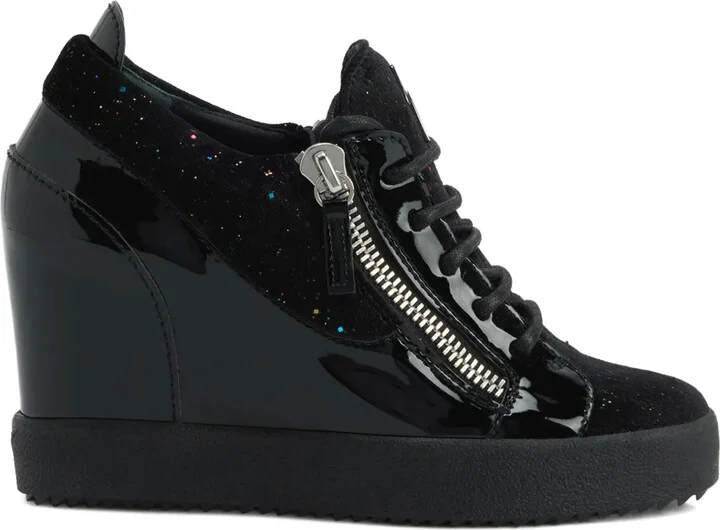 Addy Wedge glitter-panel sneakers