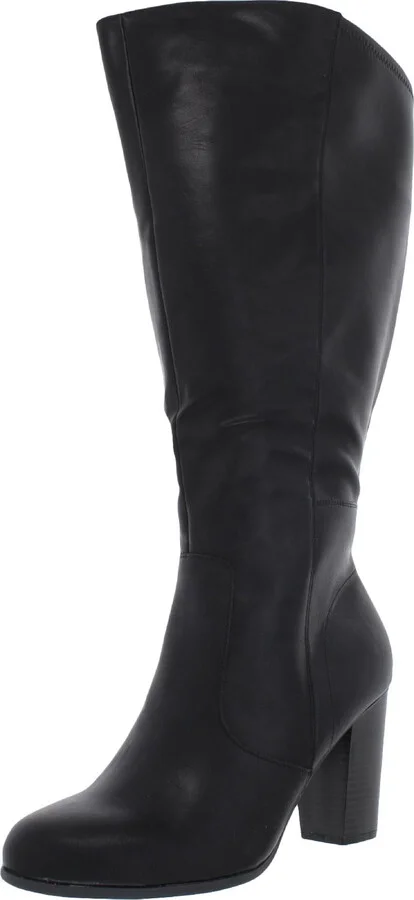 Addyy Womens Faux Leather Extra Wide Calf Knee-High Boots