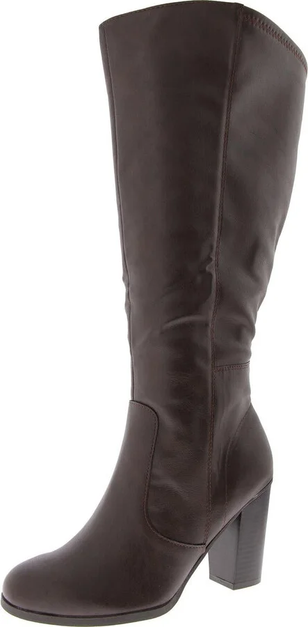 ADDYY Womens Faux Leather Zipper Knee-High Boots