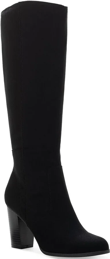 Addyy Womens Faux Suede Block Heel Knee-High Boots
