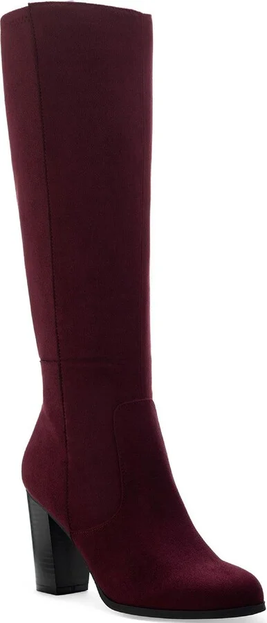 Addyy Womens Faux Suede Block Heel Knee-High Boots
