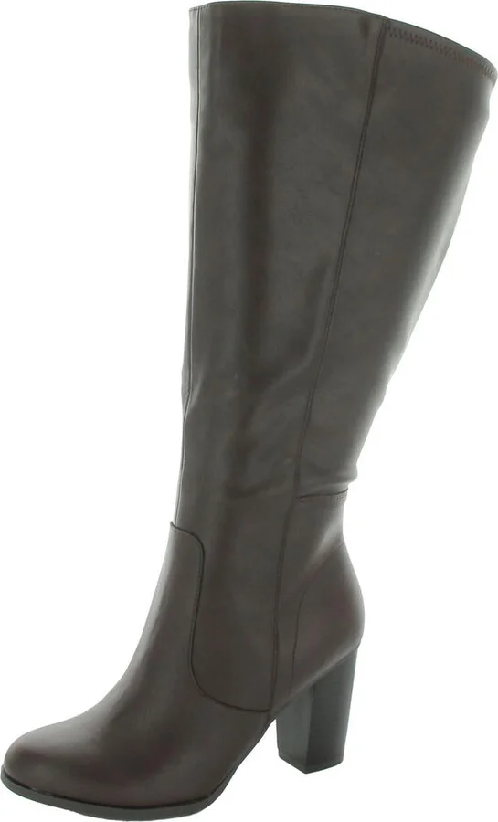 Addyyp Womens Faux Leather Wide Calf Knee-High Boots