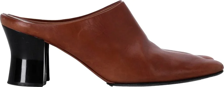 Adela Heeled Mules in Brown Leather