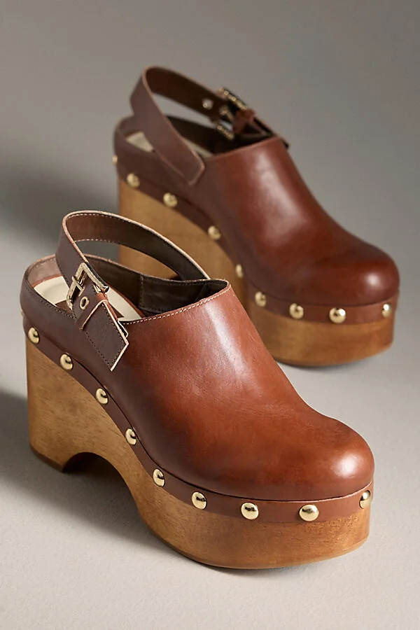 Adelan Wood-Bottom Clog Heels - Image 2