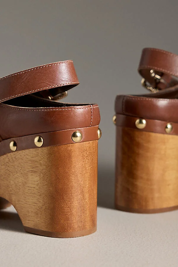 Adelan Wood-Bottom Clog Heels - Image 3