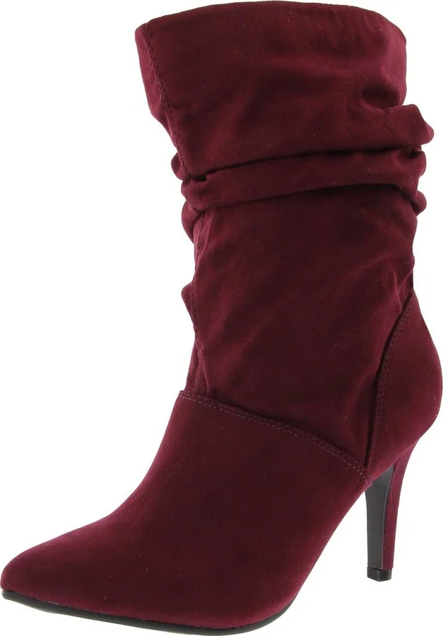 Adelay Womens Faux Suede Mid-Calf Booties