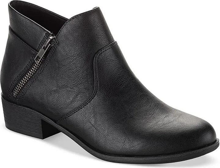 Adelinee Womens Faux Leather Block Heel Ankle Boots