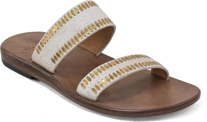Adella Sandal In White Pearl W/ Brass Art